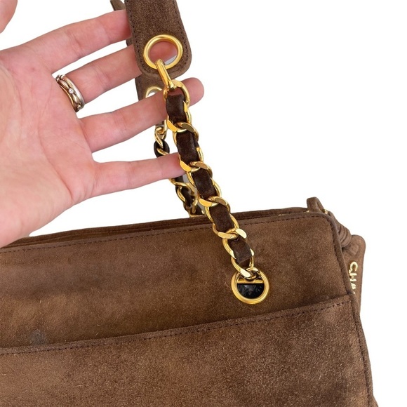 Authentic Vintage Chanel Timeless Chain Brown Suede Shoulder Bag - Picture 10 of 16